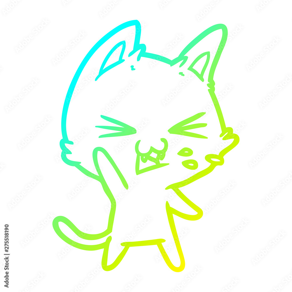 cold gradient line drawing cartoon cat hissing cold gradient line drawing cartoon cat hissing