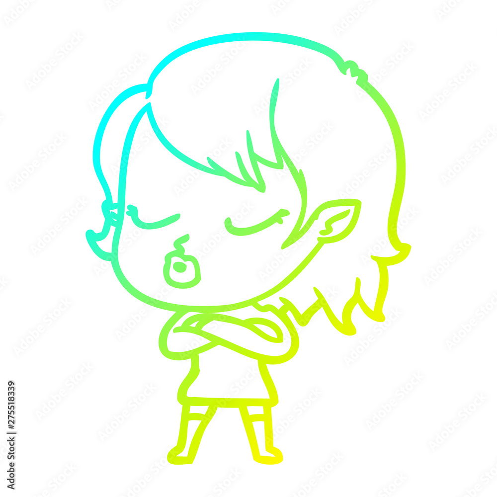 cold gradient line drawing cute cartoon vampire girl cold gradient line drawing cute cartoon vampire girl