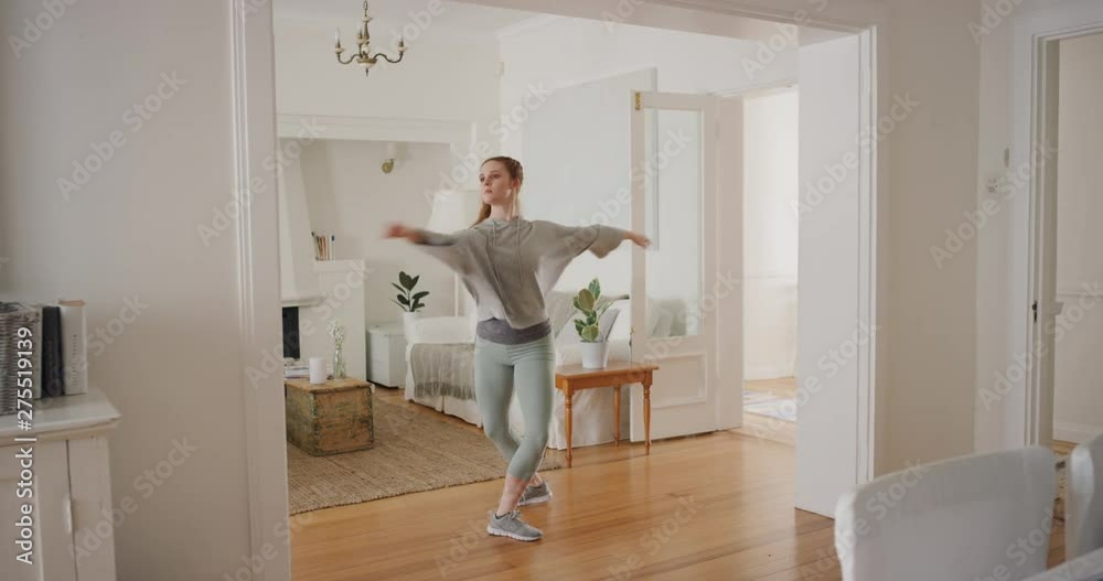 beautiful woman dancing practicing ballet dancer rehearsing at home with graceful dance moves 4k beautiful woman dancing practicing ballet dancer rehearsing at home with graceful dance moves 4k