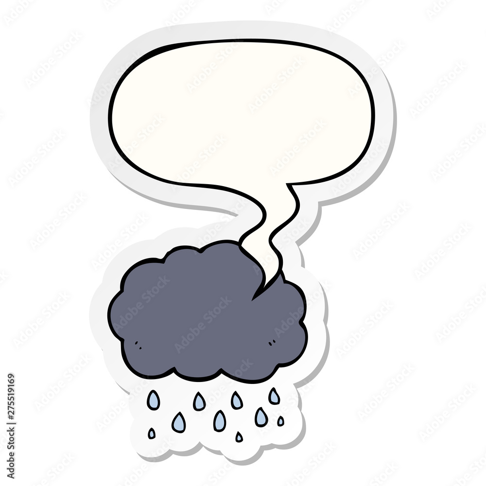 cartoon cloud raining and speech bubble sticker cartoon cloud raining and speech bubble sticker