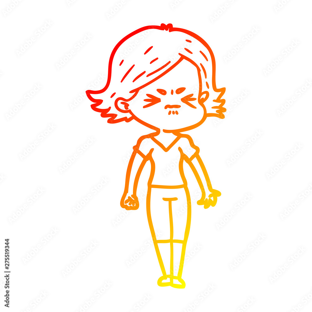 warm gradient line drawing cartoon angry woman warm gradient line drawing cartoon angry woman