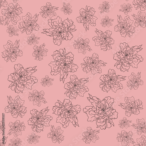 seamless floral pink pattern with flowers