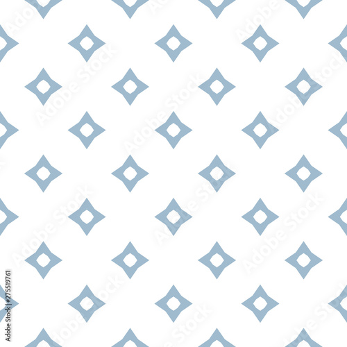 Vector blue geometric seamless pattern with diamond shapes, perforated rhombuses