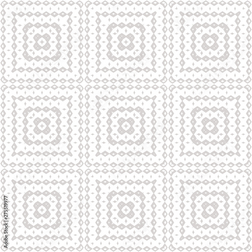 Subtle vector ethnic seamless pattern with geometric elements, square shapes
