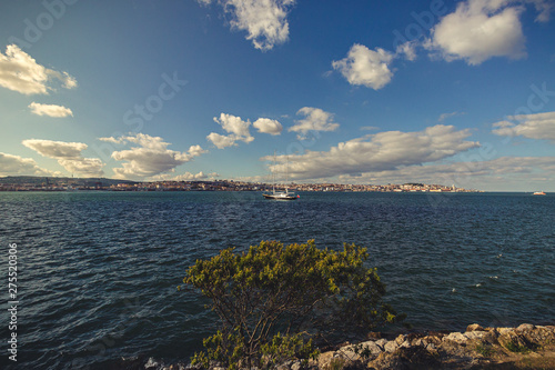 The view from Cacilhas to Lisbon  on the river Tagus  Portugal