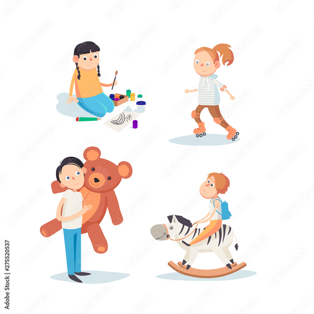 kids are playing isolated on white background kids are playing isolated on white background