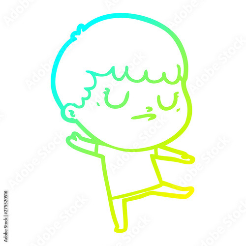cold gradient line drawing cartoon grumpy boy