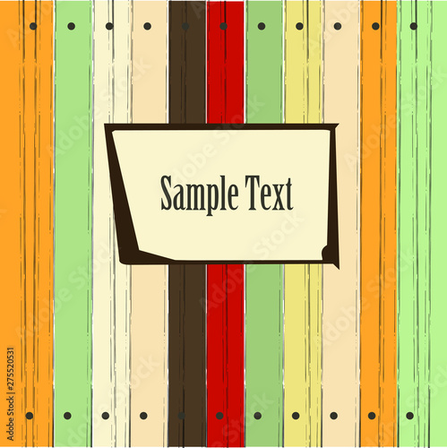 old ragged multicolored fence holding a sign vector