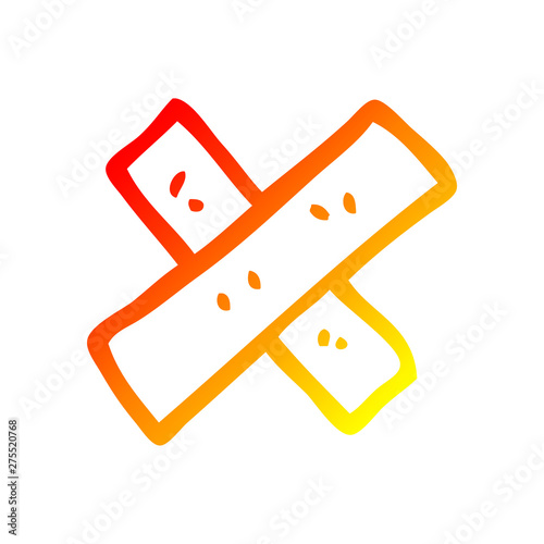 warm gradient line drawing cartoon medical sticking plaster