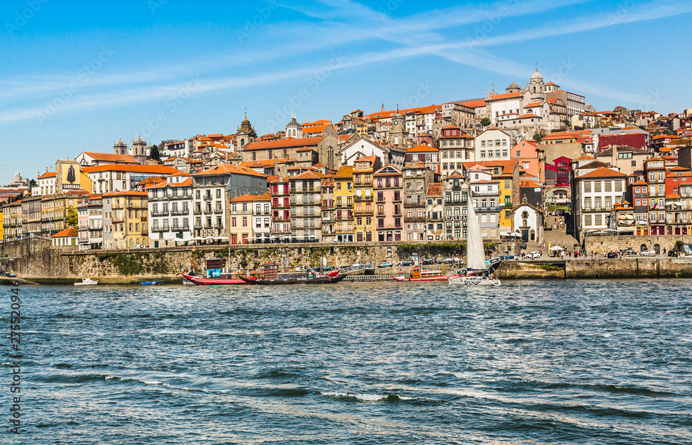 Porto old town embankment on the Douro River