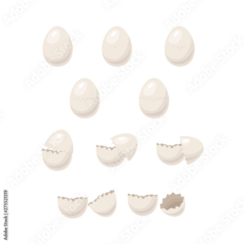 Cartoon 10 Steps animations broken egg in vector