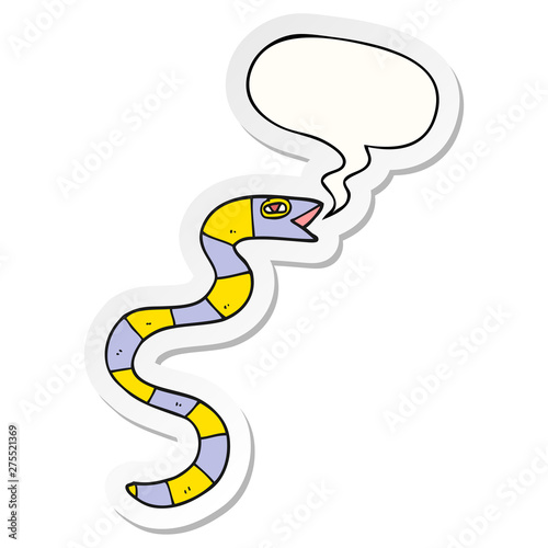 hissing cartoon snake and speech bubble sticker