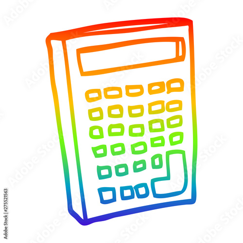 rainbow gradient line drawing cartoon calculator