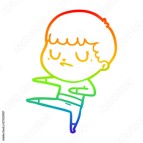 rainbow gradient line drawing cartoon grumpy boy
