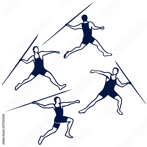 Athlete javelin thrower for track and field competition javelin throw.