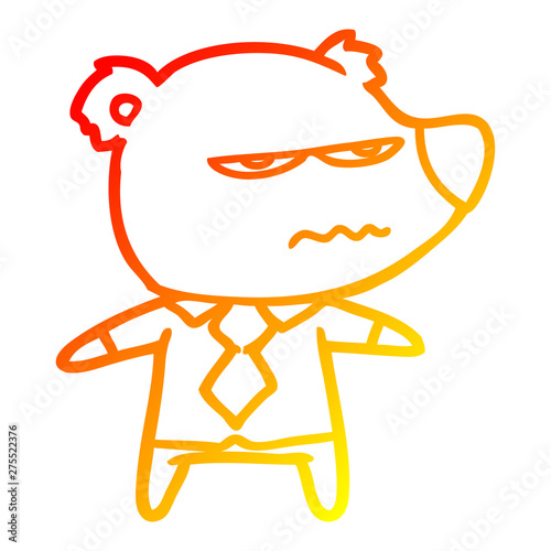 warm gradient line drawing cartoon angry boss bear
