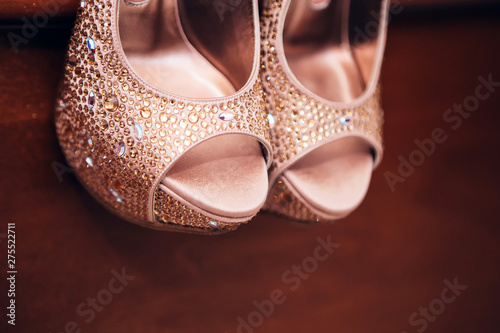 wedding concept. luxury bride's shoes