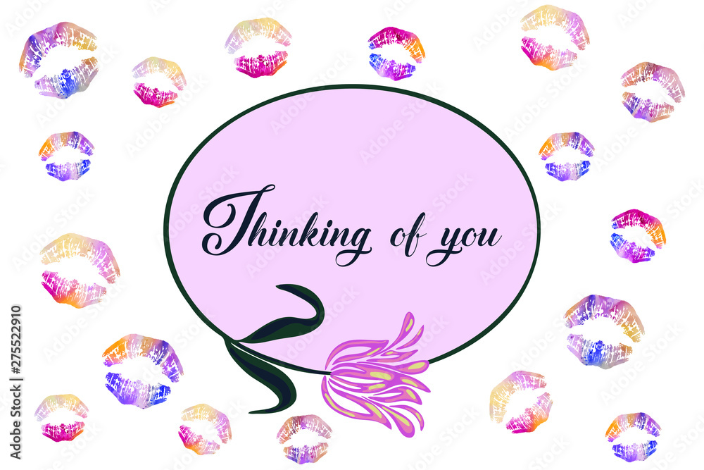 thinking of you - card. vector illustration