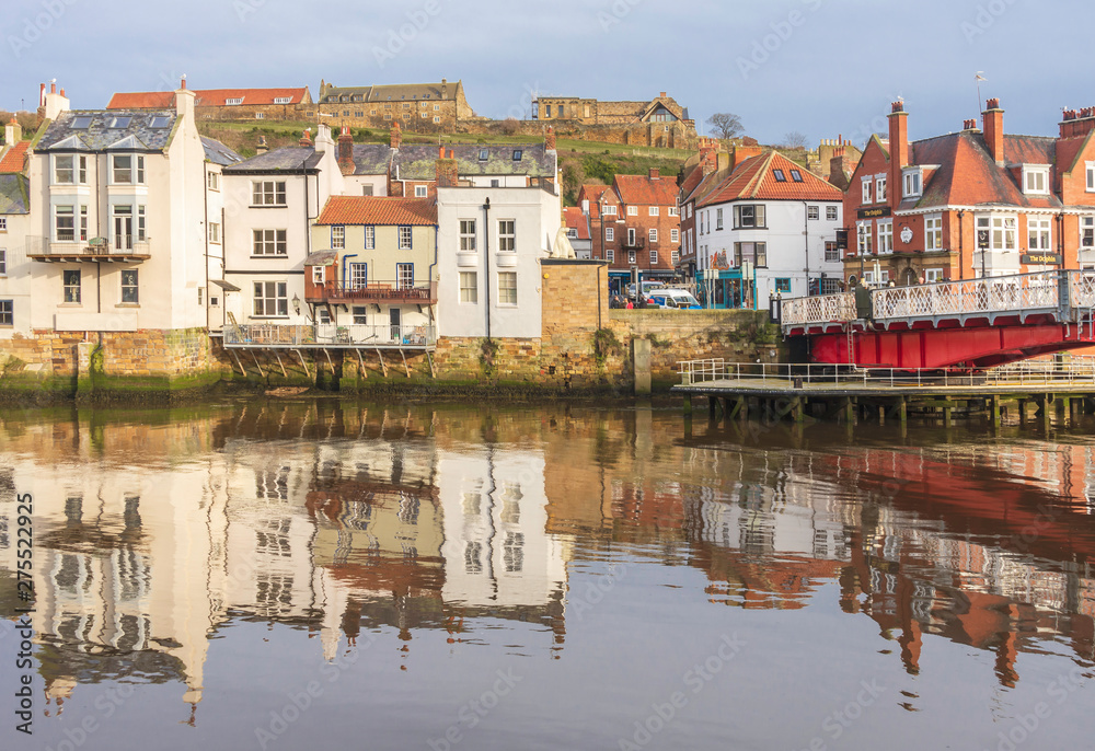 Reflections in Whitby harbour.