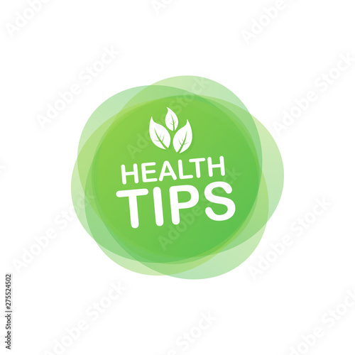 Health tips, badge, icon on white background. Vector stock illustration.