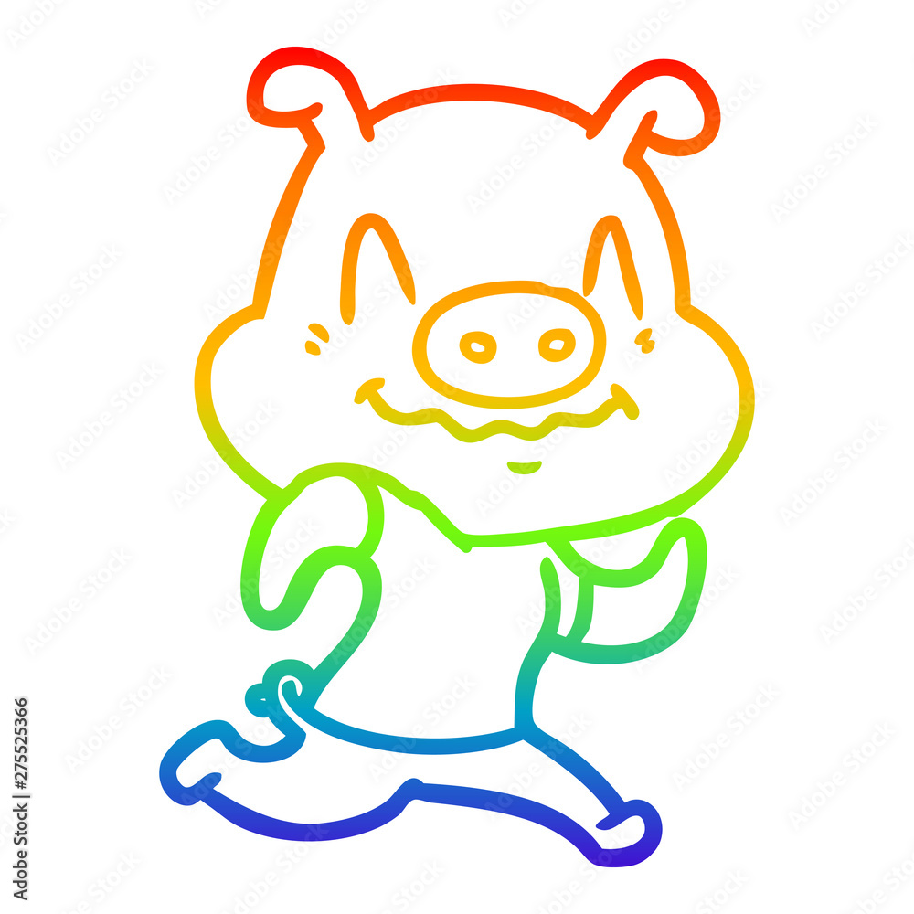 rainbow gradient line drawing nervous cartoon pig rainbow gradient line drawing nervous cartoon pig