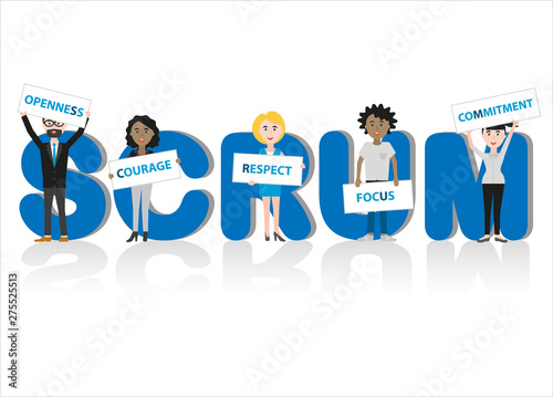 business people with scrum values