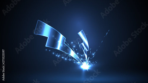 Blue lightning strikes on dark background