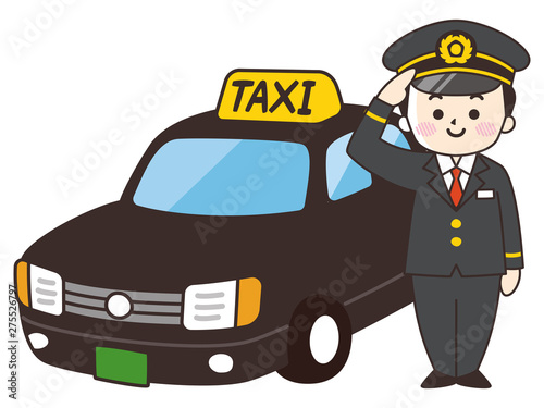 運転士の男性とタクシー Fototapete