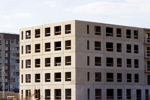 multi storey panel house under construction. reportage.