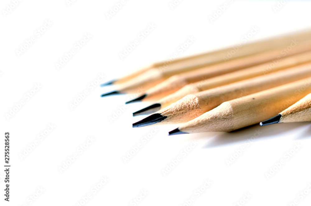 Wooden pencils for sketching and drawing closeup Wooden pencils for sketching and drawing closeup