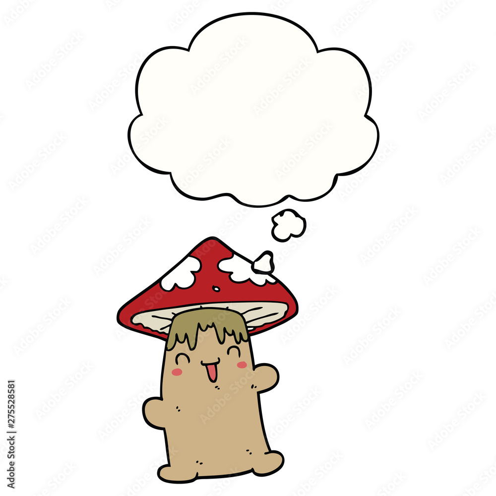 cartoon mushroom character and thought bubble cartoon mushroom character and thought bubble