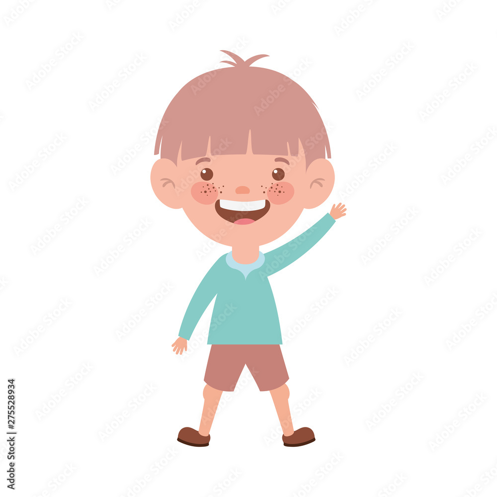 baby boy standing smiling on white background