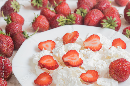 cottage cheese with strawberries.