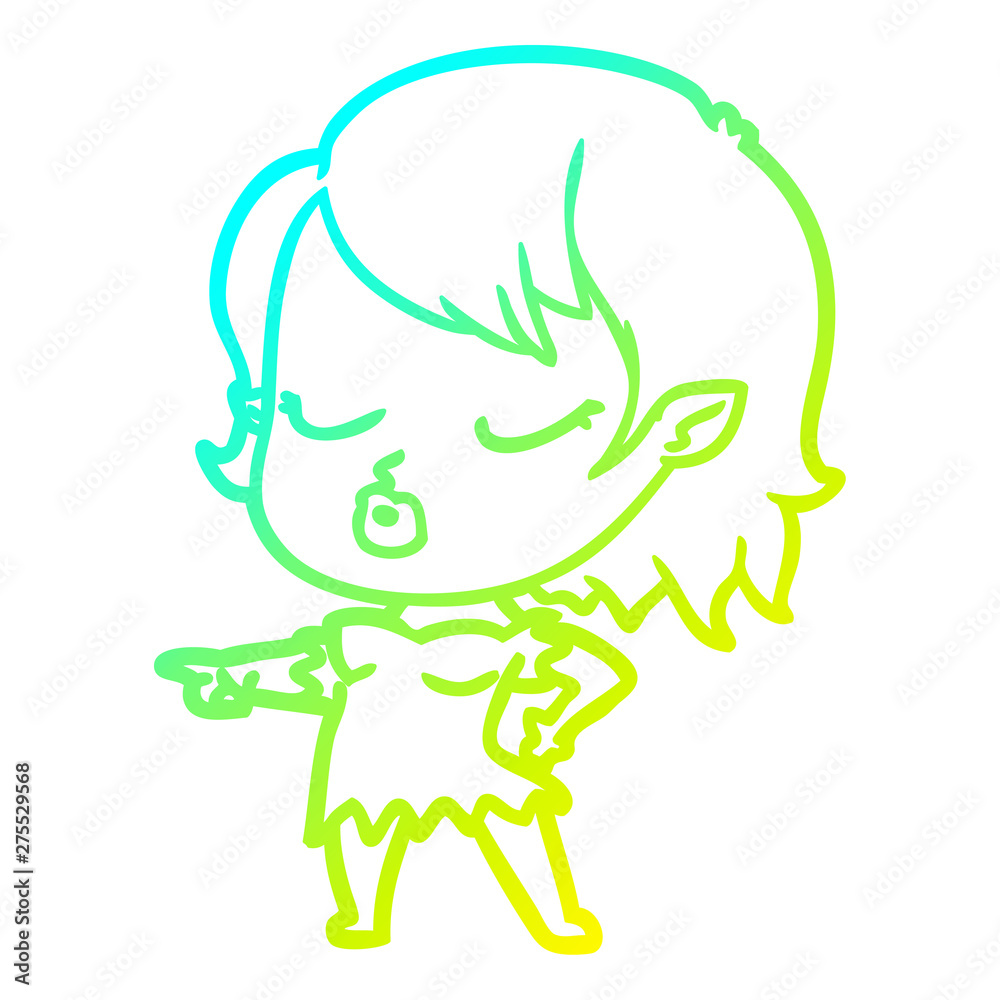 cold gradient line drawing cute cartoon vampire girl cold gradient line drawing cute cartoon vampire girl