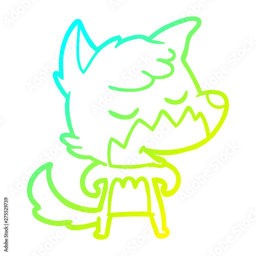 cold gradient line drawing friendly cartoon fox