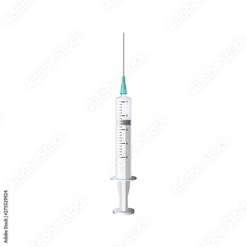 Vector illustration of disposable syringe with needle.
