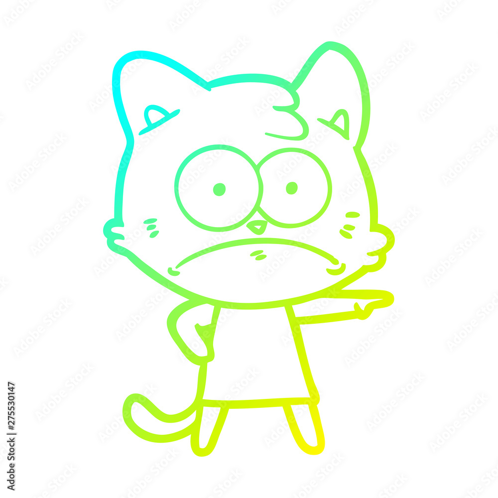 cold gradient line drawing cartoon nervous cat cold gradient line drawing cartoon nervous cat