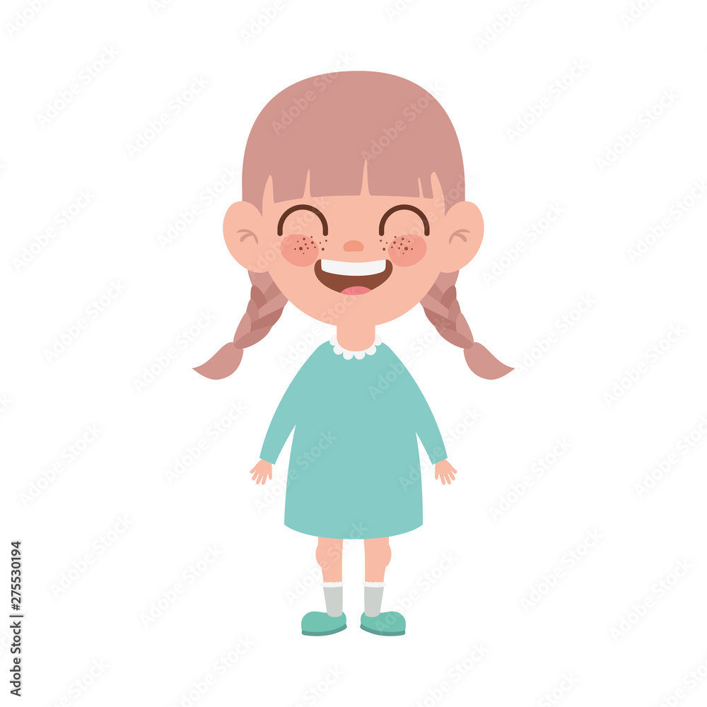 baby girl standing smiling on white background