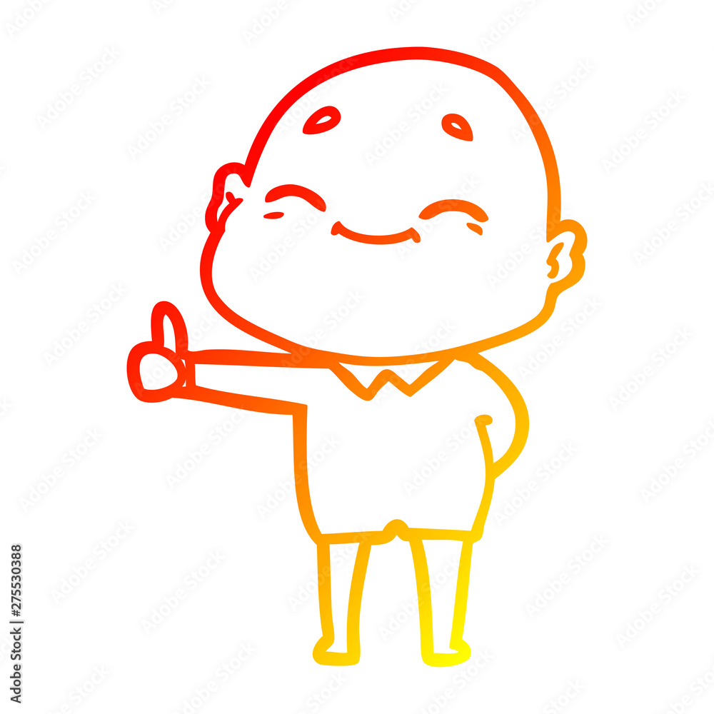 warm gradient line drawing happy cartoon bald man warm gradient line drawing happy cartoon bald man