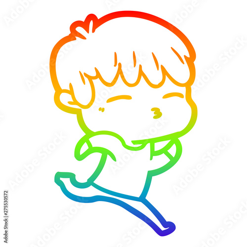 rainbow gradient line drawing cartoon curious boy