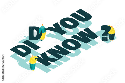 Did You Know. Circle Banner Element. Vector illustration a group of people with Typography for Post or Article about Interesting Facts or Life Hacks. Marketing and advertising tag.