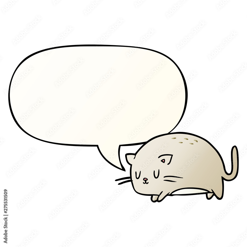 cute fat cartoon cat and speech bubble in smooth gradient style cute fat cartoon cat and speech bubble in smooth gradient style