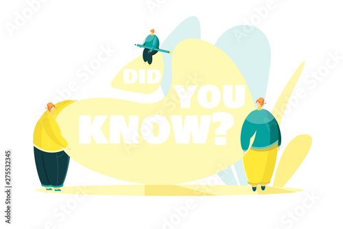 Did You Know. Circle Banner Element. Group of people with Typography for Post or Article about Interesting Facts or Life Hacks. Flat isometric vector illustration isolated on white background.