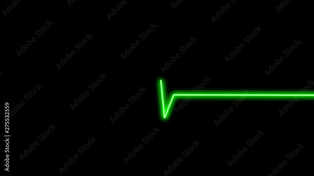 Abstract animation of an electrocardiogram in green neon led light. Heartbeat chart. EKG signal beat process on display monitor in hospital. Loop glow green line wave frequency. Patient Pulse rhythim. Abstract animation of an electrocardiogram in green neon led light. Heartbeat chart. EKG signal beat process on display monitor in hospital. Loop glow green line wave frequency. Patient Pulse rhythim.
