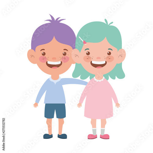 couple baby standing smiling on white background