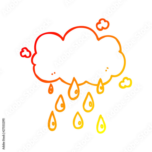 warm gradient line drawing cartoon cloud raining
