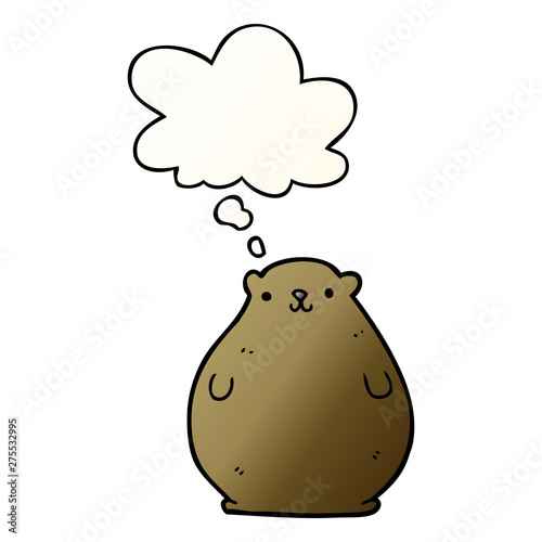 cartoon bear and thought bubble in smooth gradient style