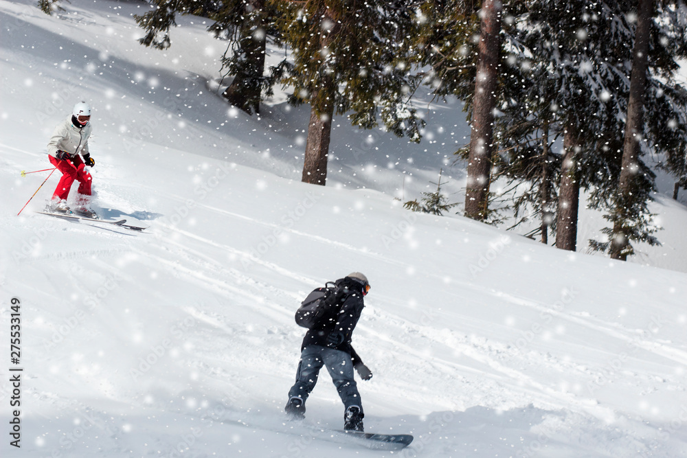 People Snowboard Winter Sport Friendship Concept People Snowboard Winter Sport Friendship Concept