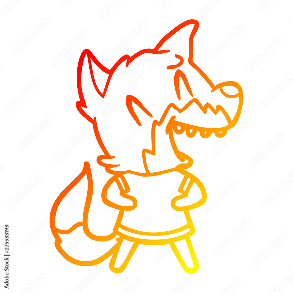 warm gradient line drawing laughing fox cartoon warm gradient line drawing laughing fox cartoon