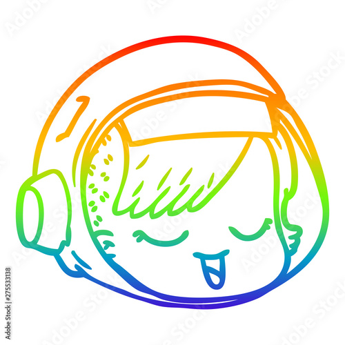 rainbow gradient line drawing cartoon astronaut face
